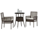 Garden Dining Set 3 pcs Brown Poly rattan