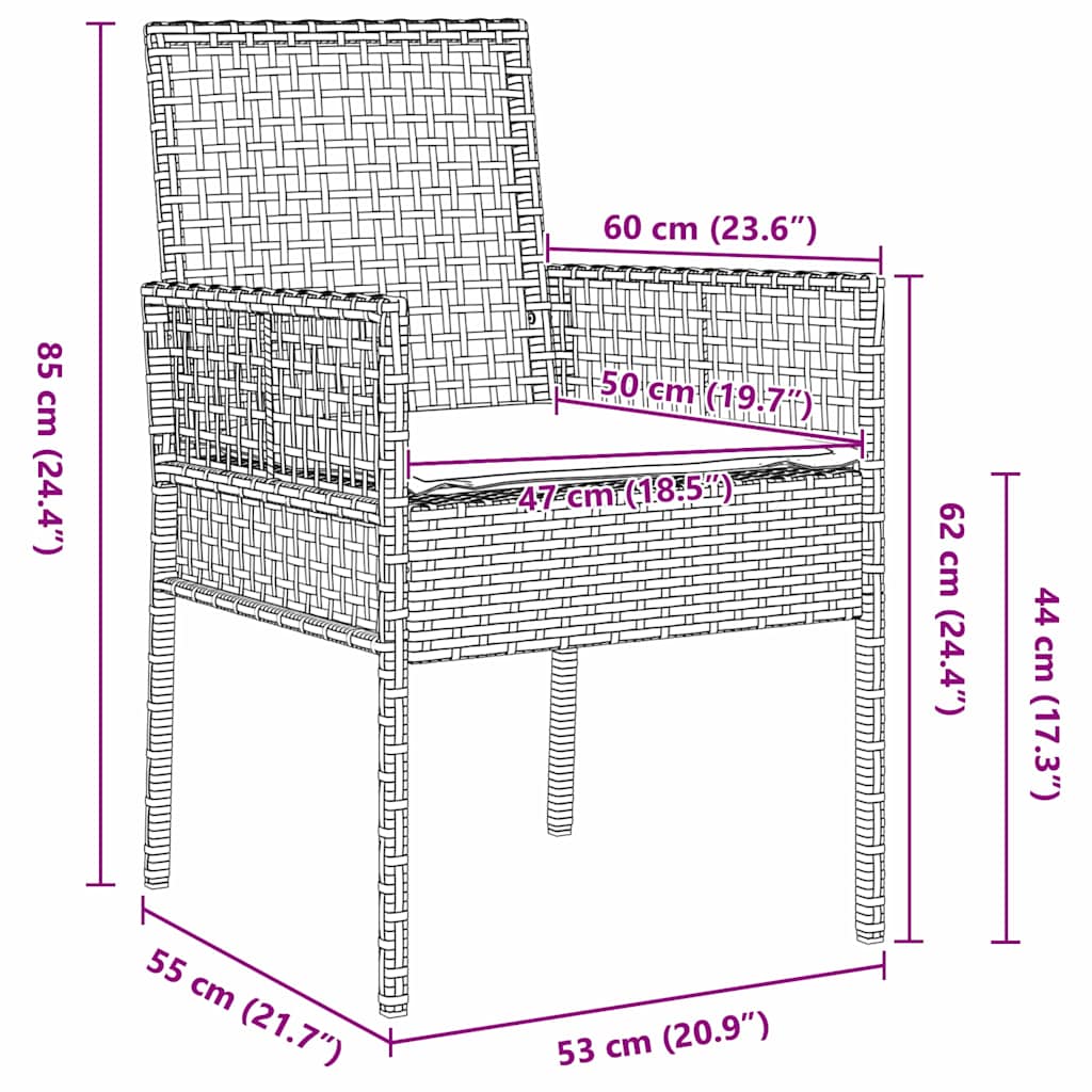 Garden Dining Set 3 pcs Brown Poly rattan
