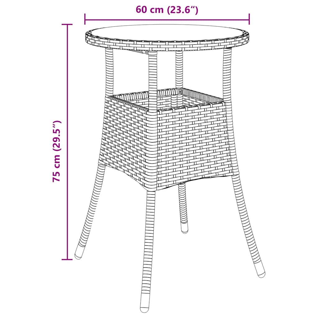 Garden Dining Set 3 pcs Brown Poly rattan