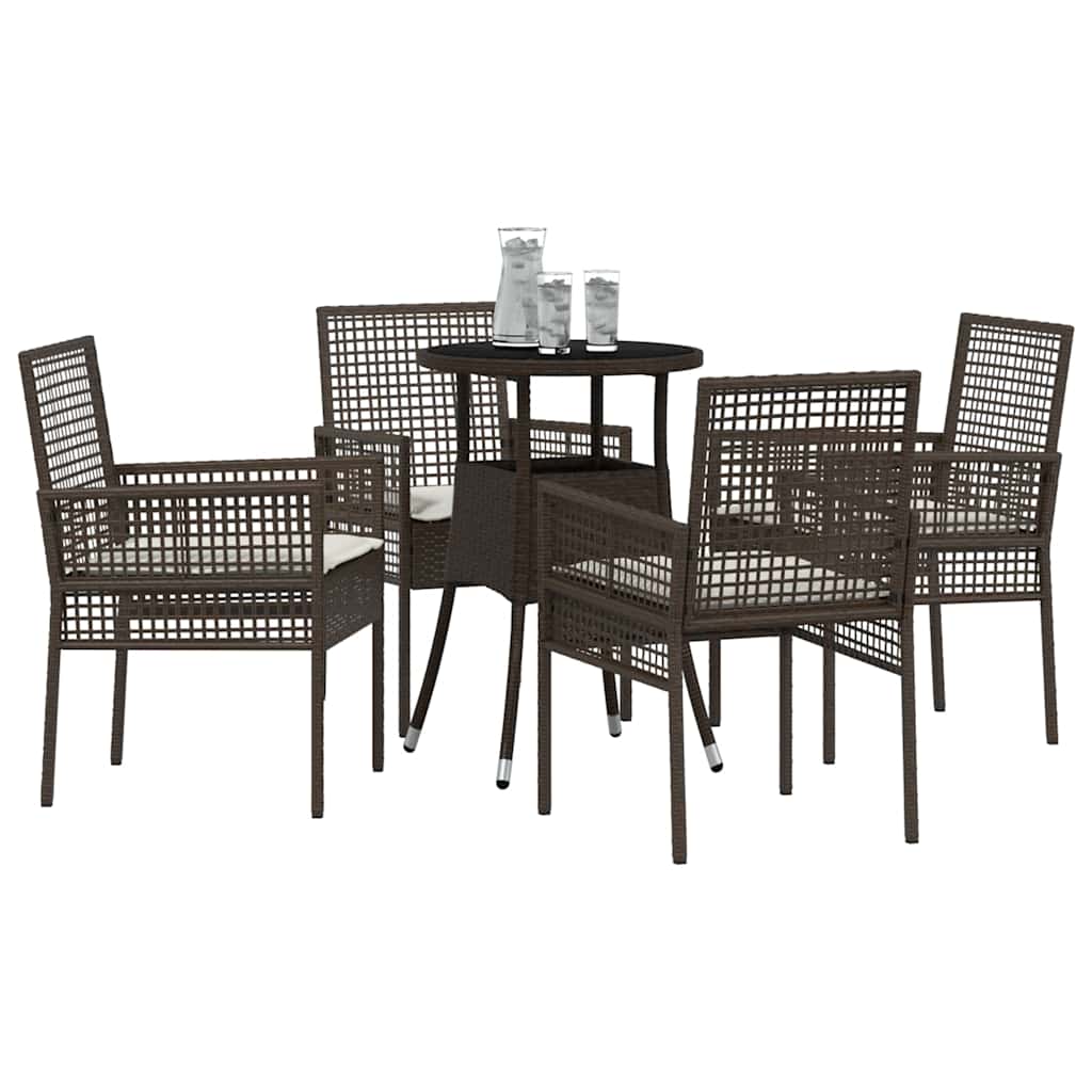Garden Dining Set 5 pcs Brown Poly rattan