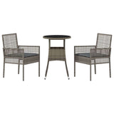 Garden Dining Set 3 pcs Grey Poly rattan