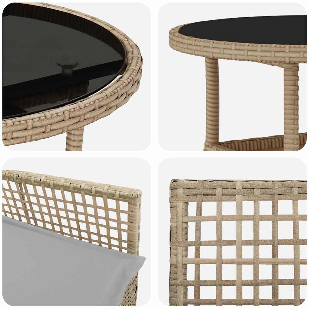 Garden Dining Set 3 pcs Beige Poly rattan