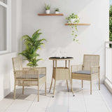 Garden Dining Set 3 pcs Beige Poly rattan