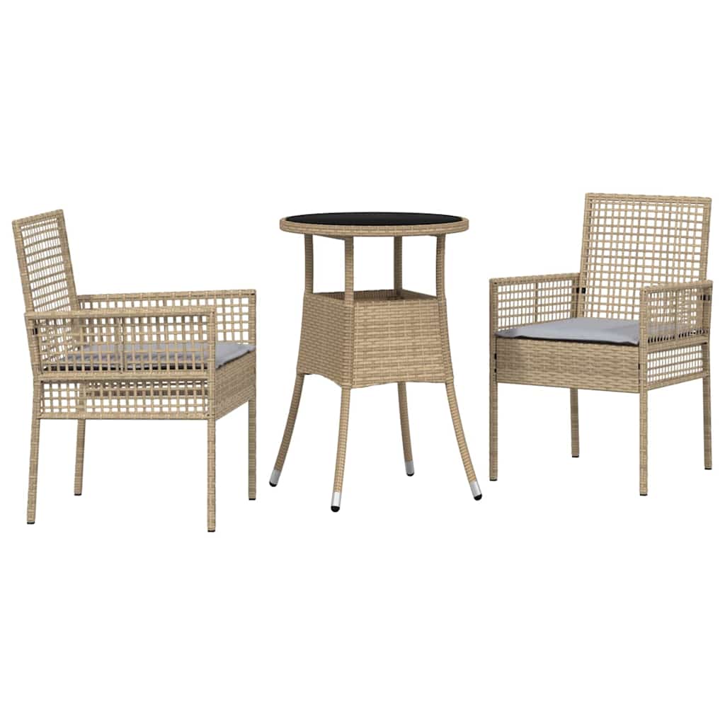 Garden Dining Set 3 pcs Beige Poly rattan