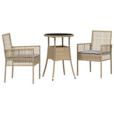 Garden Dining Set 3 pcs Beige Poly rattan