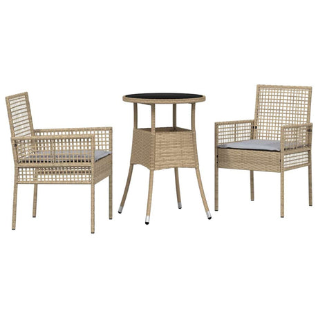 Garden Dining Set 3 pcs Beige Poly rattan
