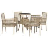 Garden Dining Set 5 pcs Beige Poly rattan