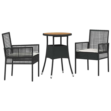Garden Dining Set 3 pcs Black Poly rattan