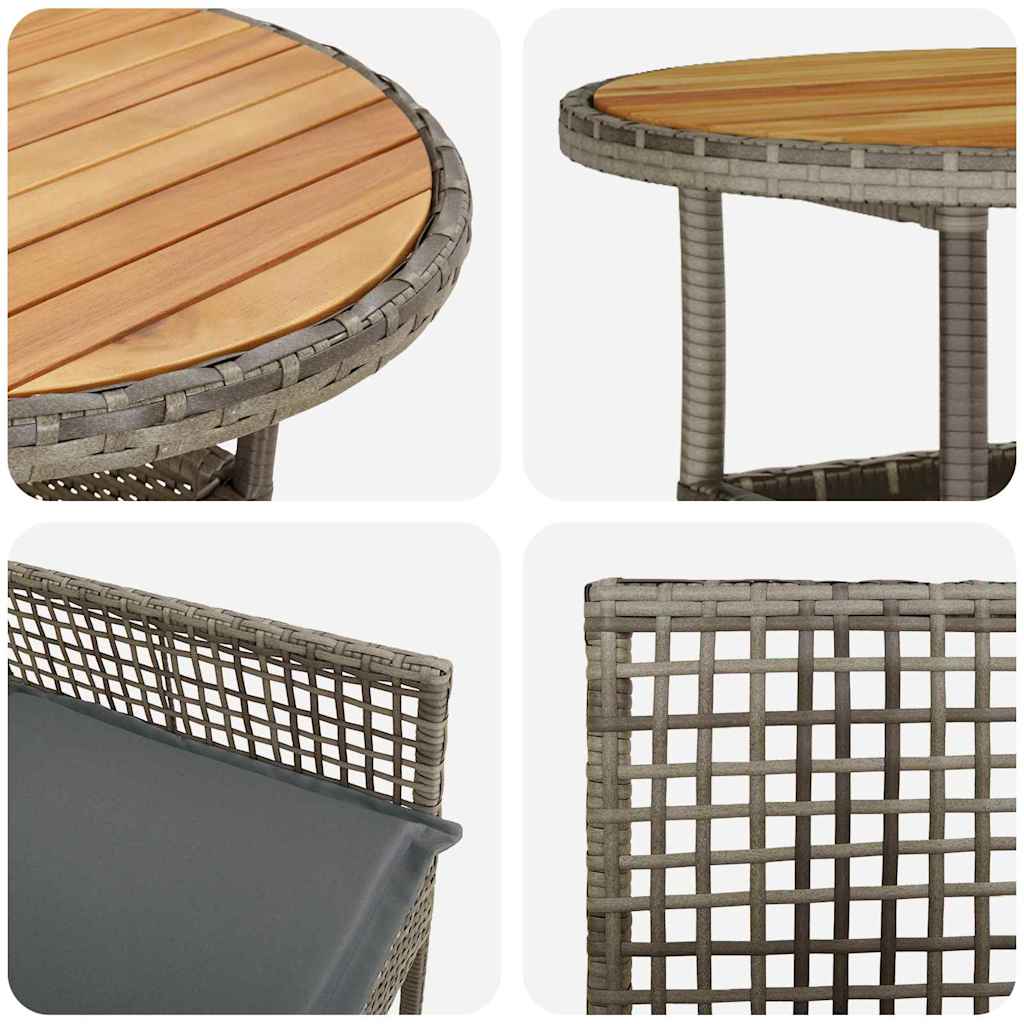 Garden Dining Set 3 pcs Grey Poly rattan