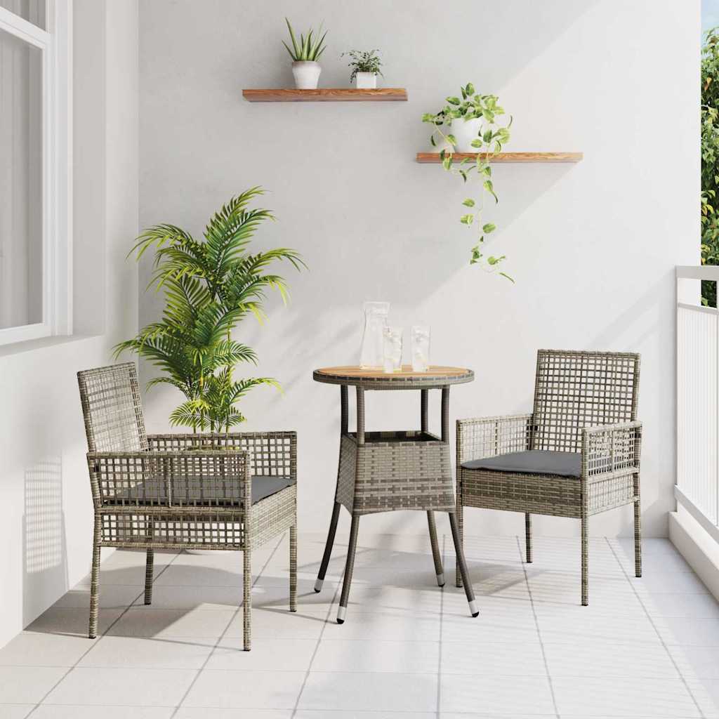 Garden Dining Set 3 pcs Grey Poly rattan