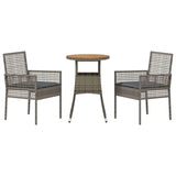 Garden Dining Set 3 pcs Grey Poly rattan