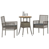 Garden Dining Set 3 pcs Grey Poly rattan