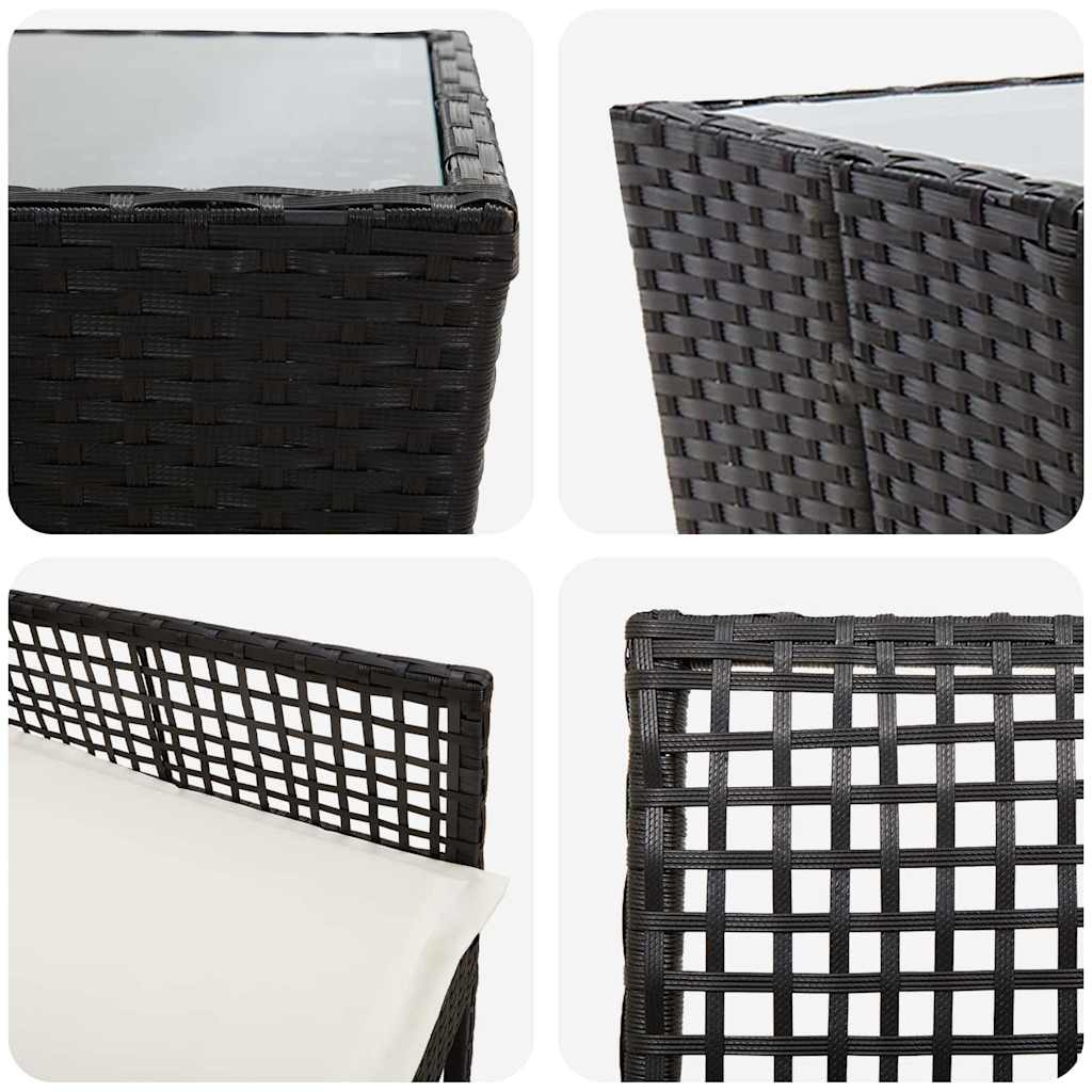 Garden Bistro Set 3 pcs Black Poly rattan