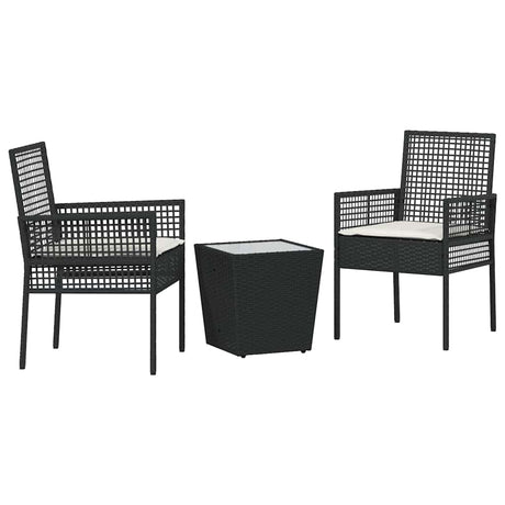 Garden Bistro Set 3 pcs Black Poly rattan