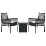 Garden Bistro Set 3 pcs Black Poly rattan