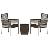 Garden Bistro Set 3 pcs Brown Poly rattan