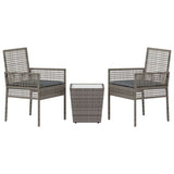 Garden Bistro Set 3 pcs Grey Poly rattan