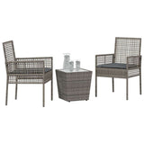 Garden Bistro Set 3 pcs Grey Poly rattan
