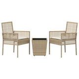 Garden Bistro Set 3 pcs Beige Poly rattan