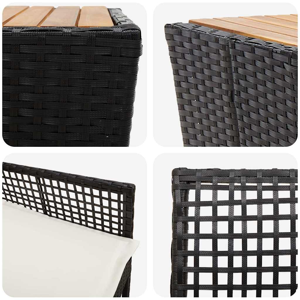 Garden Bistro Set 3 pcs Black Poly rattan