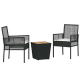 Garden Bistro Set 3 pcs Black Poly rattan