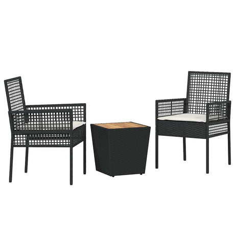 Garden Bistro Set 3 pcs Black Poly rattan