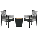 Garden Bistro Set 3 pcs Black Poly rattan