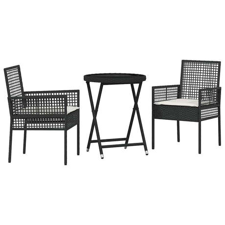 Garden Bistro Set 3 pcs Black Poly rattan
