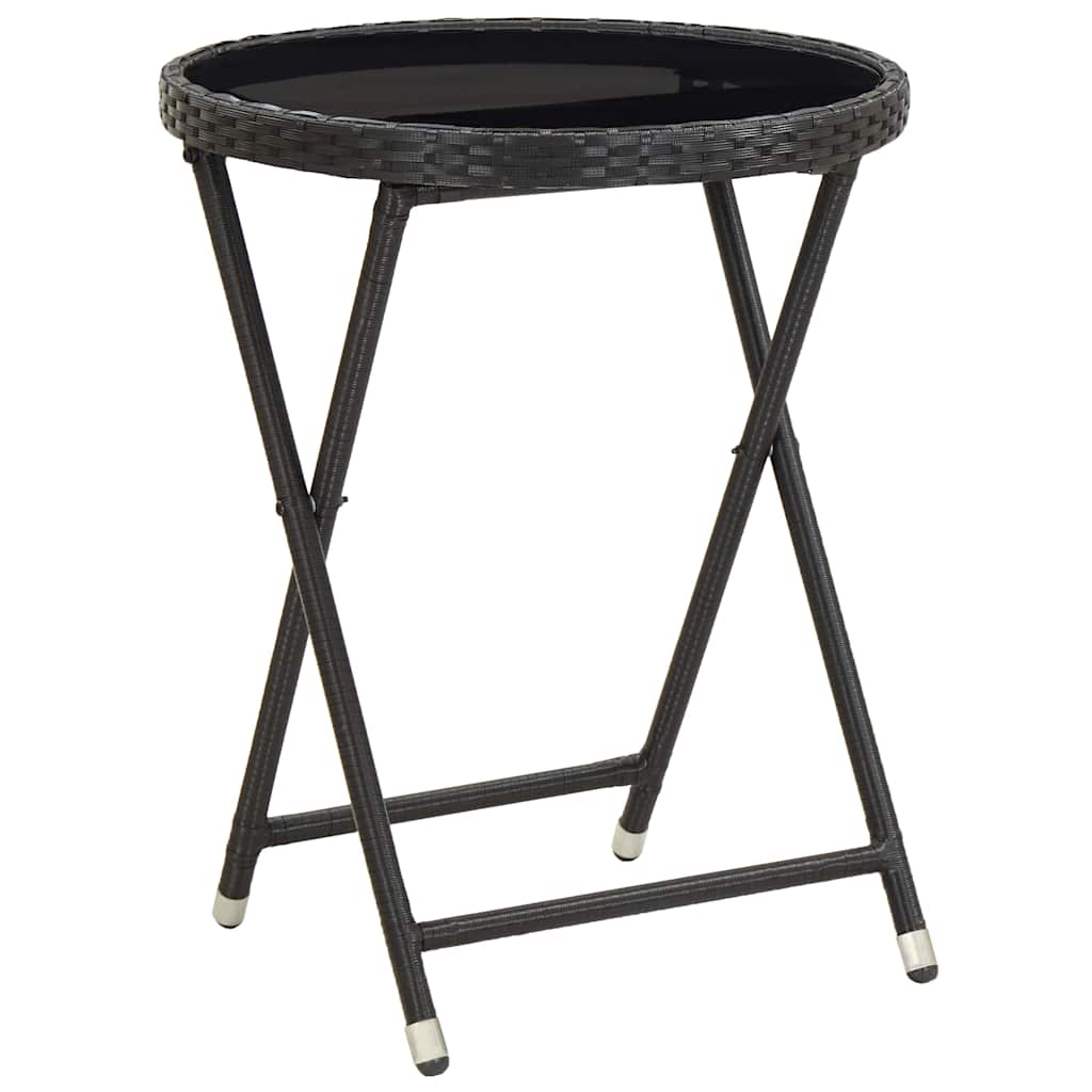 Garden Bistro Set 3 pcs Black Poly rattan