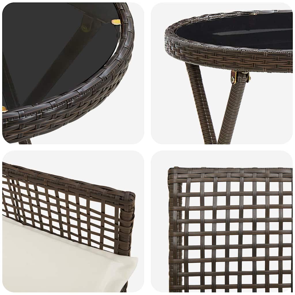 Garden Bistro Set 3 pcs Brown Poly rattan