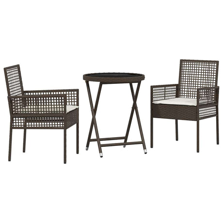 Garden Bistro Set 3 pcs Brown Poly rattan