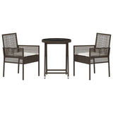 Garden Bistro Set 3 pcs Brown Poly rattan