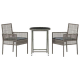 Garden Bistro Set 3 pcs Grey Poly rattan