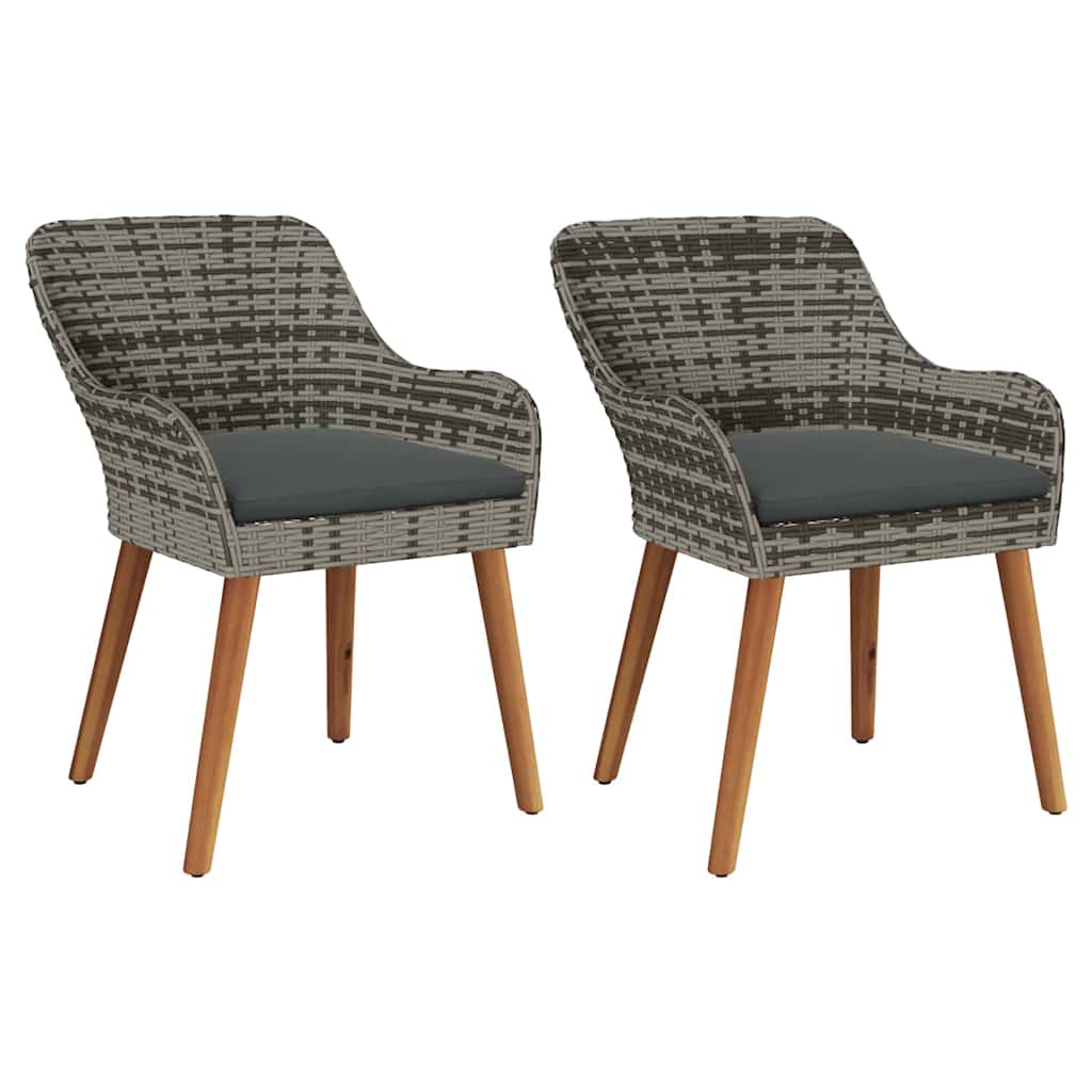Garden Chair 2 pcs Grey 55 x 62.5 x 82cm Poly Rattan