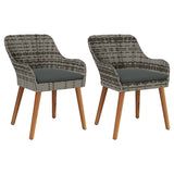 Garden Chair 2 pcs Grey 55 x 62.5 x 82cm Poly Rattan