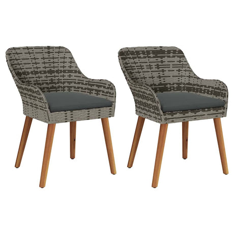 Garden Chair 2 pcs Grey 55 x 62.5 x 82cm Poly Rattan