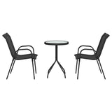 Garden Bistro Set 3 pcs Black Steel