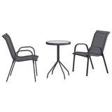 Garden Bistro Set 3 pcs Grey Steel