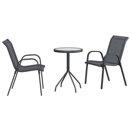 Garden Bistro Set 3 pcs Grey Steel