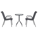 Garden Bistro Set 3 pcs Grey Steel