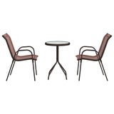 Garden Bistro Set 3 pcs Brown Steel