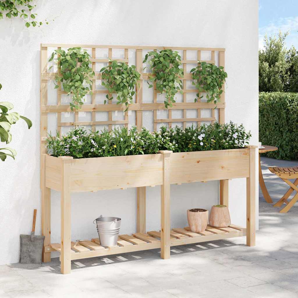 Garden Planter Beige 161 x 46 x 152.5 cm Solid fir wood