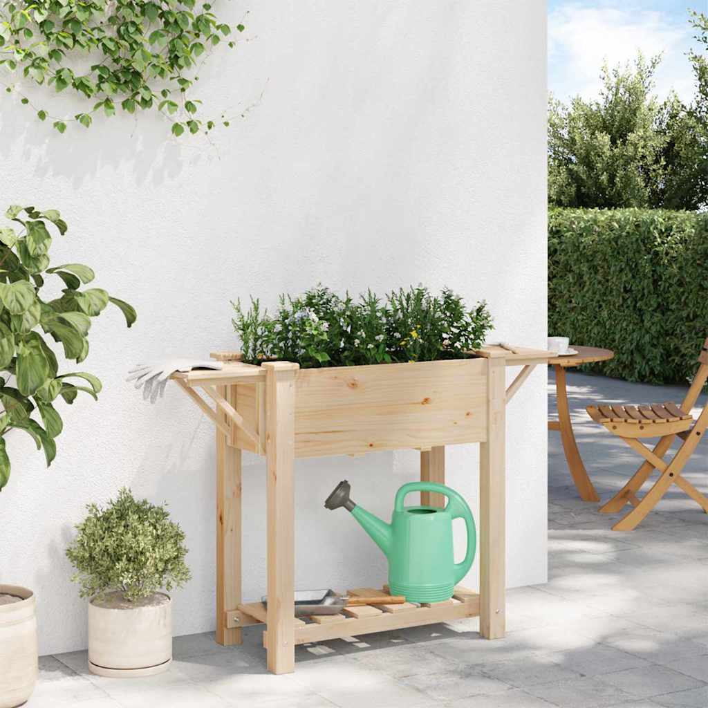 Garden Planter Beige 111 x 37 x 76.5 cm Solid fir wood
