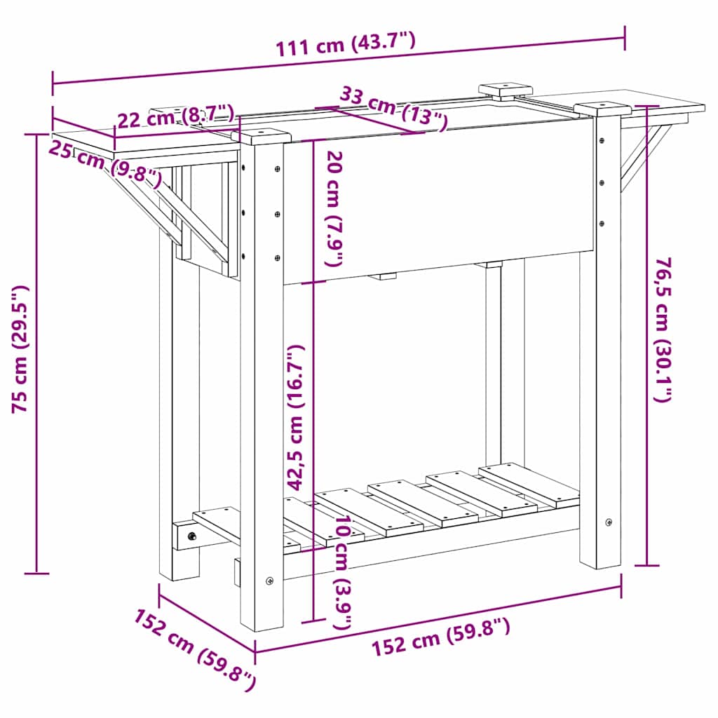Garden Planter Beige 111 x 37 x 76.5 cm Solid fir wood