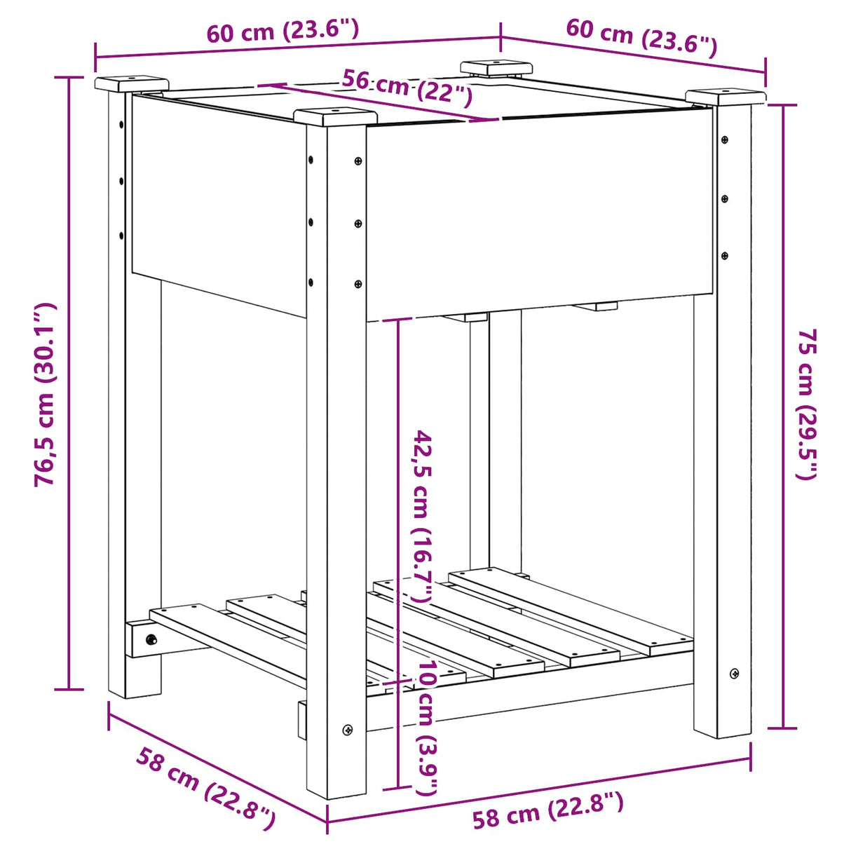 Garden Planter Beige 90 x 90 x 76.5 cm Solid Fir Wood