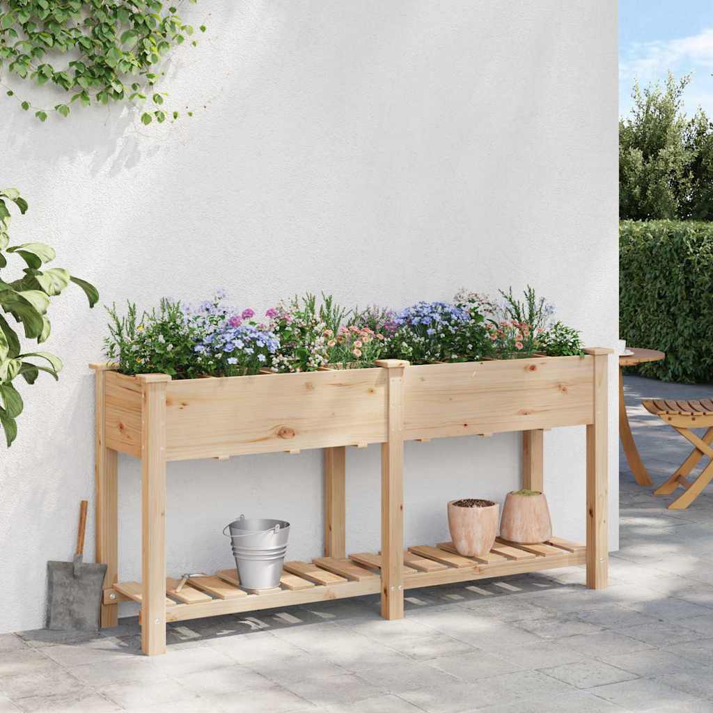 Garden Planter Beige 161.5 x 45 x 76.5 cm Solid fir wood