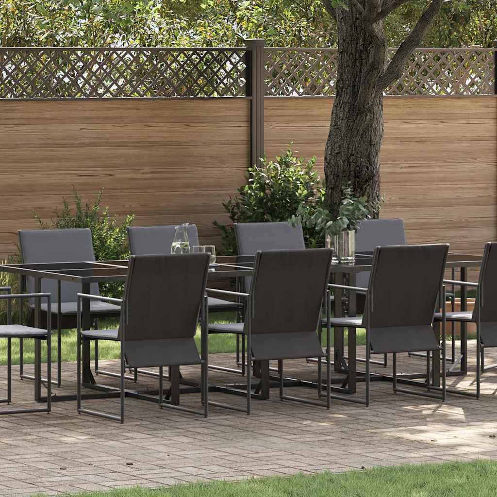 Garden Dining Set 11 pcs Black Steel