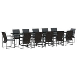 Garden Dining Set 13 pcs Black Steel