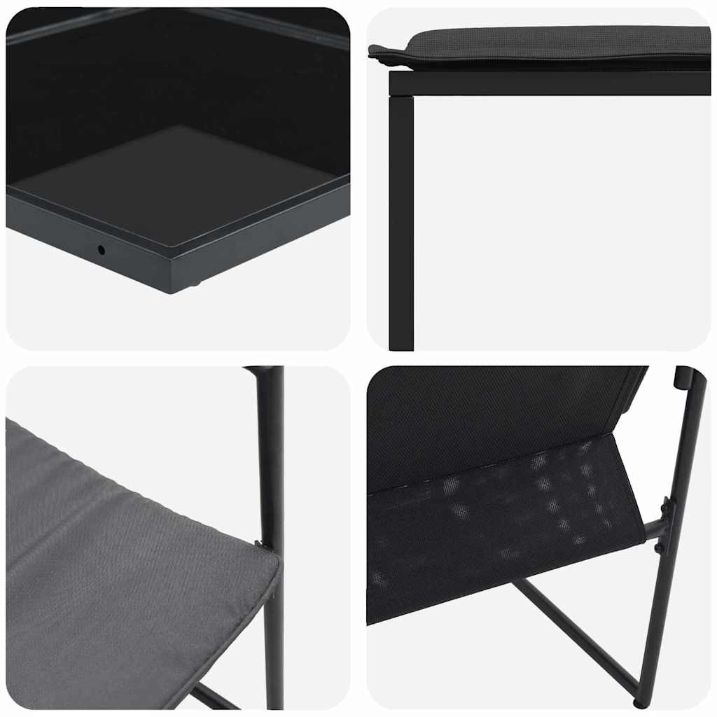 Garden Dining Set 13 pcs Black Steel
