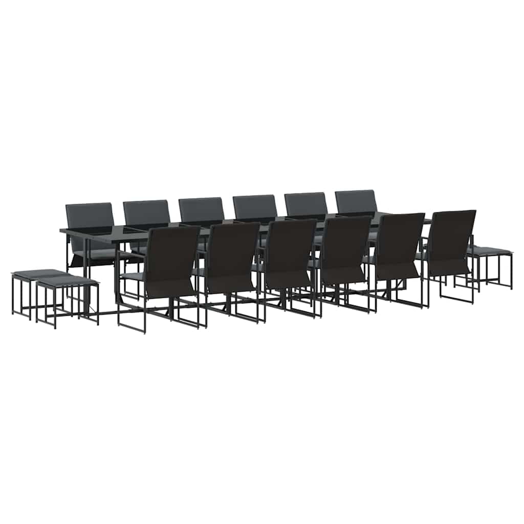 Garden Dining Set 17 pcs Black Steel